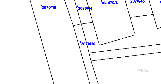 Parcela st. 2070/20 v KÚ Tečovice, Katastrální mapa