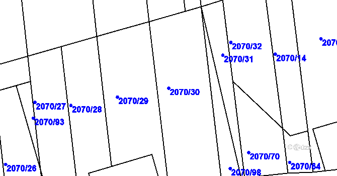 Parcela st. 2070/30 v KÚ Tečovice, Katastrální mapa