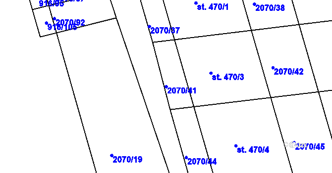 Parcela st. 2070/41 v KÚ Tečovice, Katastrální mapa