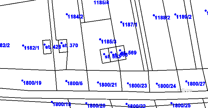 Parcela st. 593 v KÚ Tečovice, Katastrální mapa