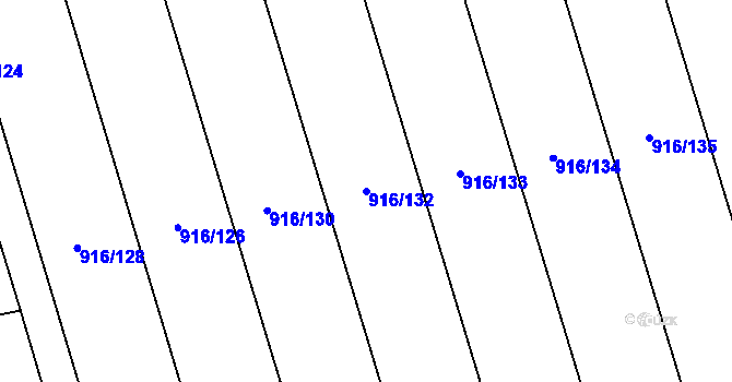 Parcela st. 916/132 v KÚ Tečovice, Katastrální mapa