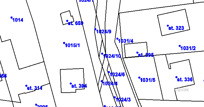 Parcela st. 1024/10 v KÚ Tečovice, Katastrální mapa