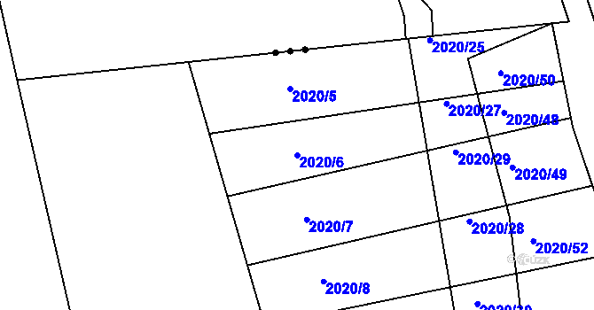 Parcela st. 2020/6 v KÚ Tečovice, Katastrální mapa