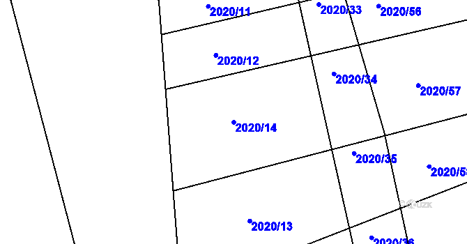 Parcela st. 2020/14 v KÚ Tečovice, Katastrální mapa