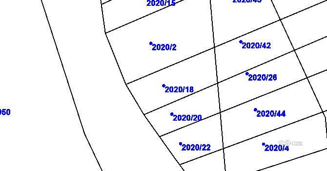 Parcela st. 2020/18 v KÚ Tečovice, Katastrální mapa