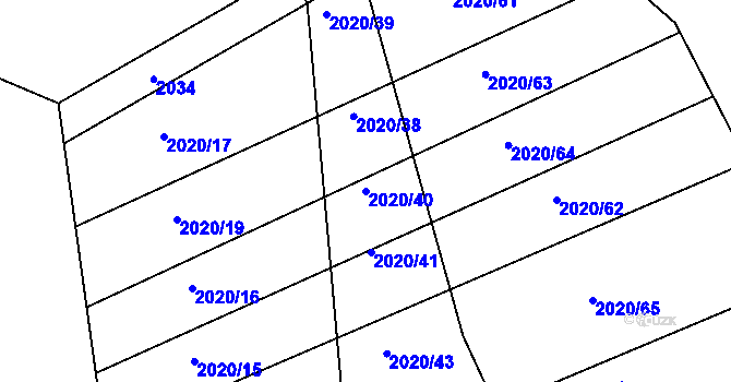 Parcela st. 2020/40 v KÚ Tečovice, Katastrální mapa