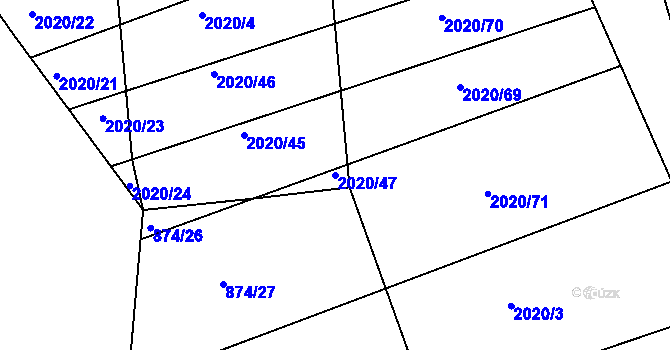 Parcela st. 2020/47 v KÚ Tečovice, Katastrální mapa