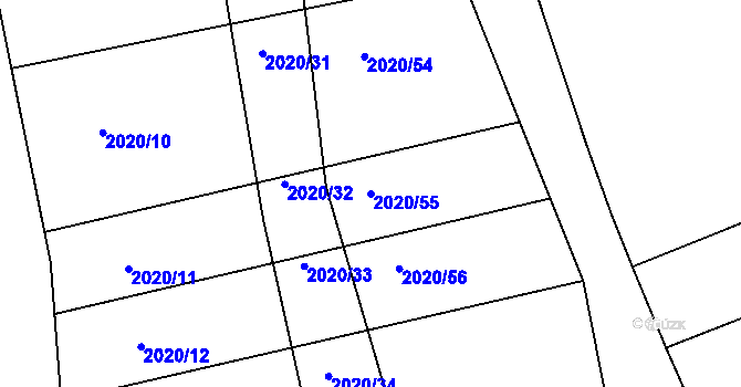 Parcela st. 2020/55 v KÚ Tečovice, Katastrální mapa