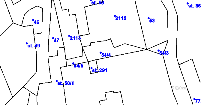 Parcela st. 54/4 v KÚ Tečovice, Katastrální mapa
