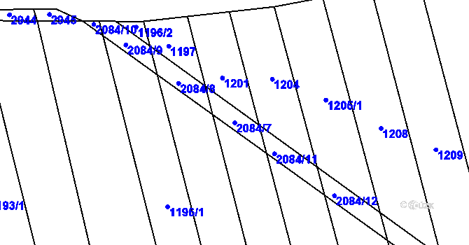 Parcela st. 2084/7 v KÚ Tečovice, Katastrální mapa