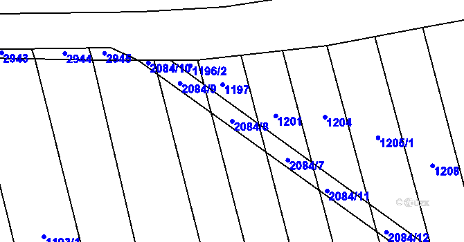 Parcela st. 2084/8 v KÚ Tečovice, Katastrální mapa