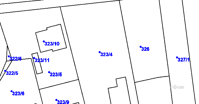 Parcela st. 323/4 v KÚ Lhotka u Zlína, Katastrální mapa