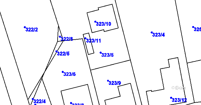 Parcela st. 323/5 v KÚ Lhotka u Zlína, Katastrální mapa