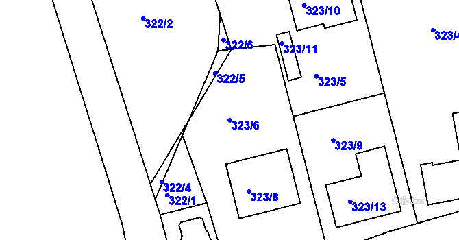 Parcela st. 323/6 v KÚ Lhotka u Zlína, Katastrální mapa
