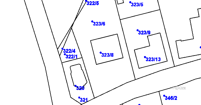 Parcela st. 323/8 v KÚ Lhotka u Zlína, Katastrální mapa