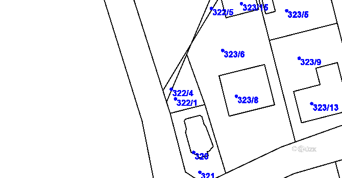 Parcela st. 322/4 v KÚ Lhotka u Zlína, Katastrální mapa