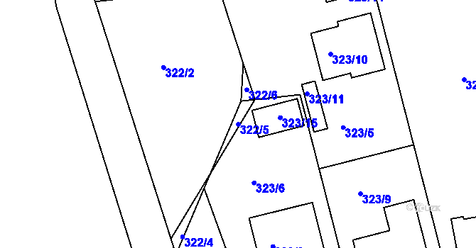 Parcela st. 322/5 v KÚ Lhotka u Zlína, Katastrální mapa