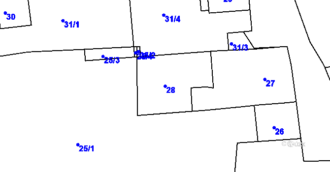Parcela st. 28 v KÚ Lhotka u Zlína, Katastrální mapa