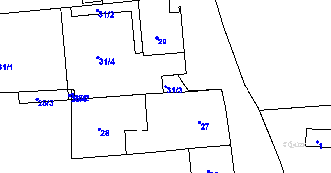 Parcela st. 31/3 v KÚ Lhotka u Zlína, Katastrální mapa