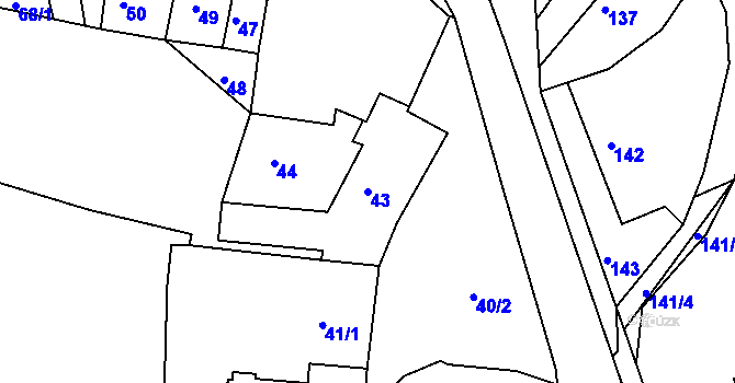 Parcela st. 43 v KÚ Lhotka u Zlína, Katastrální mapa