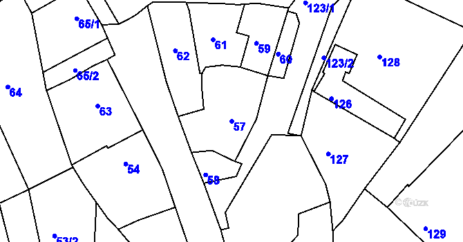 Parcela st. 57 v KÚ Lhotka u Zlína, Katastrální mapa