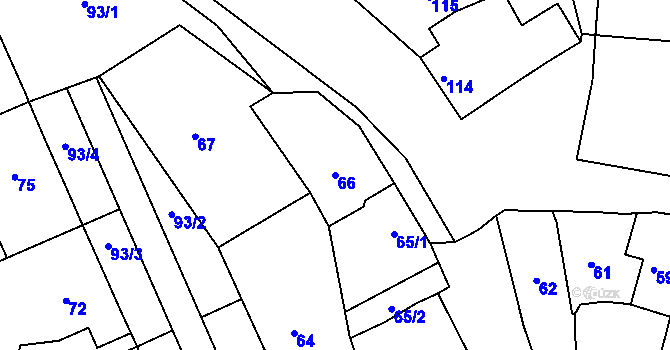 Parcela st. 66 v KÚ Lhotka u Zlína, Katastrální mapa