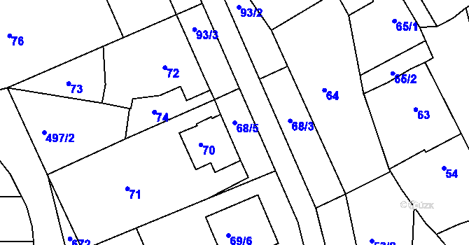 Parcela st. 68/5 v KÚ Lhotka u Zlína, Katastrální mapa