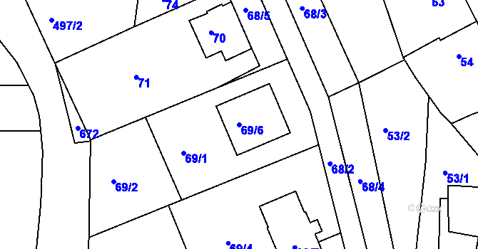 Parcela st. 69/6 v KÚ Lhotka u Zlína, Katastrální mapa