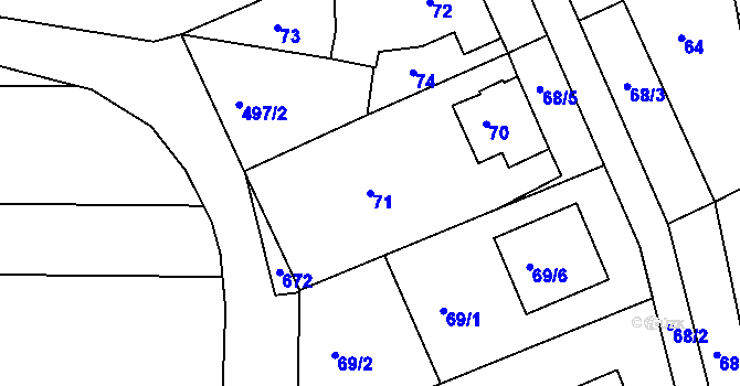 Parcela st. 71 v KÚ Lhotka u Zlína, Katastrální mapa