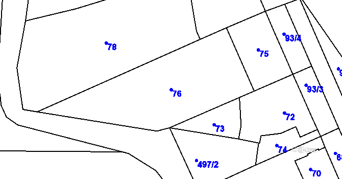 Parcela st. 76 v KÚ Lhotka u Zlína, Katastrální mapa