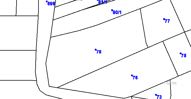 Parcela st. 78 v KÚ Lhotka u Zlína, Katastrální mapa