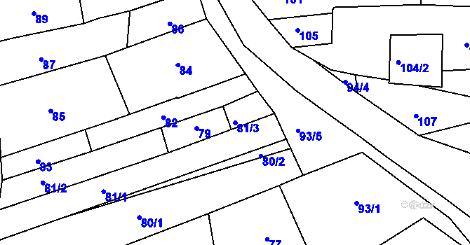 Parcela st. 81/3 v KÚ Lhotka u Zlína, Katastrální mapa