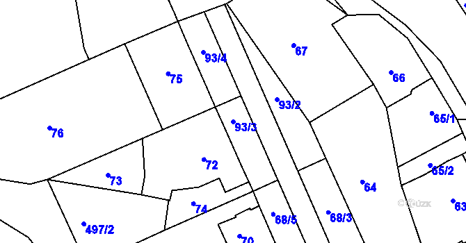 Parcela st. 93/3 v KÚ Lhotka u Zlína, Katastrální mapa