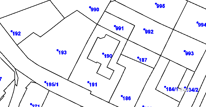 Parcela st. 190 v KÚ Lhotka u Zlína, Katastrální mapa