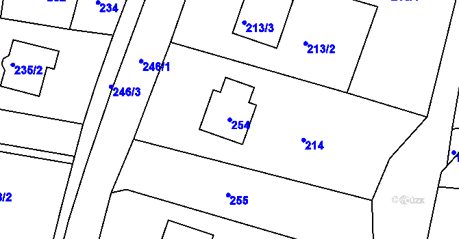 Parcela st. 254 v KÚ Lhotka u Zlína, Katastrální mapa