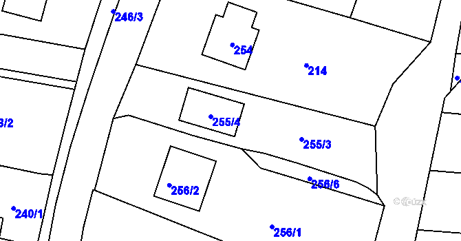Parcela st. 255 v KÚ Lhotka u Zlína, Katastrální mapa