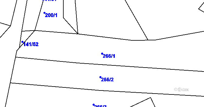 Parcela st. 266/1 v KÚ Lhotka u Zlína, Katastrální mapa
