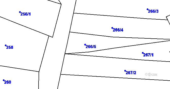 Parcela st. 266/5 v KÚ Lhotka u Zlína, Katastrální mapa
