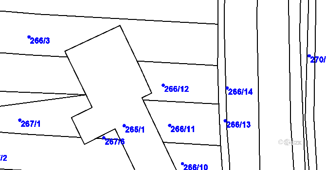 Parcela st. 266/12 v KÚ Lhotka u Zlína, Katastrální mapa
