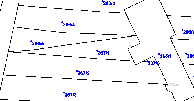 Parcela st. 267/1 v KÚ Lhotka u Zlína, Katastrální mapa