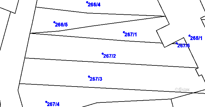 Parcela st. 267/2 v KÚ Lhotka u Zlína, Katastrální mapa