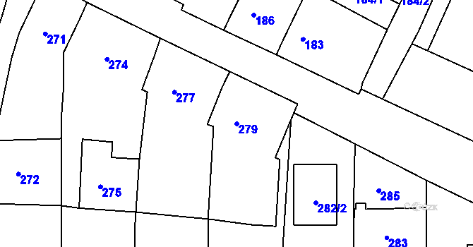 Parcela st. 279 v KÚ Lhotka u Zlína, Katastrální mapa