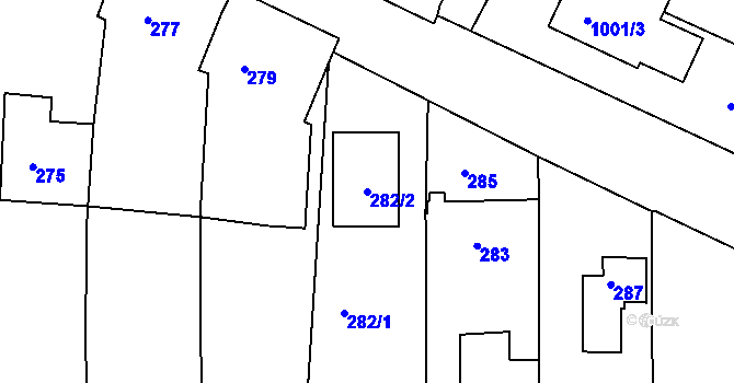 Parcela st. 282/2 v KÚ Lhotka u Zlína, Katastrální mapa