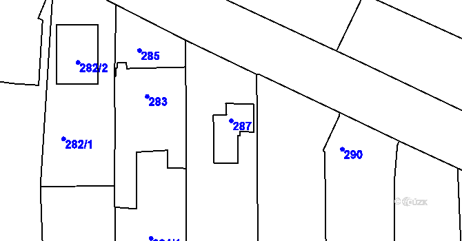 Parcela st. 287 v KÚ Lhotka u Zlína, Katastrální mapa