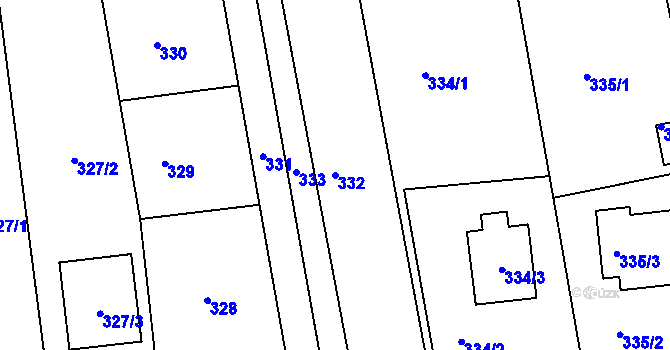 Parcela st. 332 v KÚ Lhotka u Zlína, Katastrální mapa