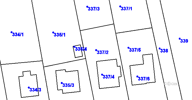 Parcela st. 337/2 v KÚ Lhotka u Zlína, Katastrální mapa