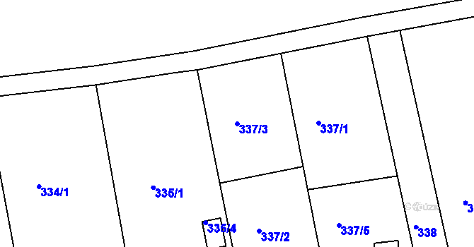 Parcela st. 337/3 v KÚ Lhotka u Zlína, Katastrální mapa