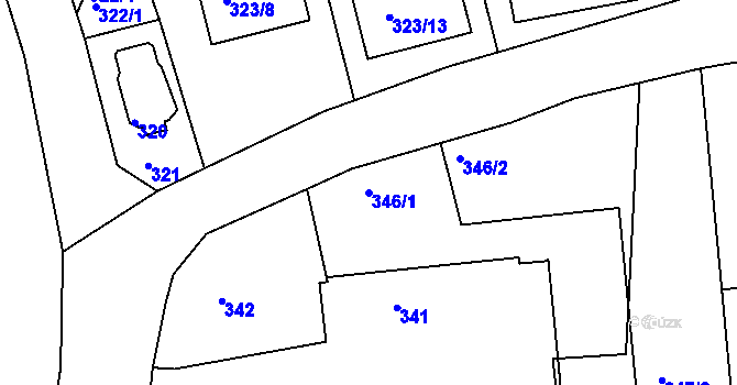 Parcela st. 346/1 v KÚ Lhotka u Zlína, Katastrální mapa