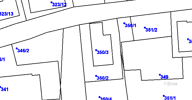 Parcela st. 350/3 v KÚ Lhotka u Zlína, Katastrální mapa