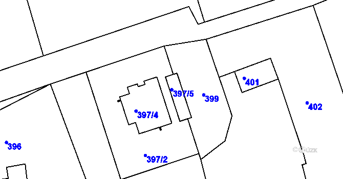 Parcela st. 397/5 v KÚ Lhotka u Zlína, Katastrální mapa